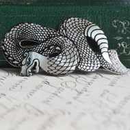 Vintage Shetland Jewellery Sterling Silver Snake Brooch Scottish Rattlesnake Coiled Engraved Serpent - Image 2