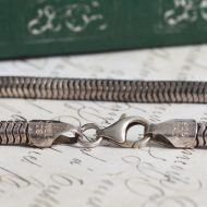 Vintage Sterling Silver Snake Chain Necklace Italy Serpentine Heavy Thick Snake Link - Image 5